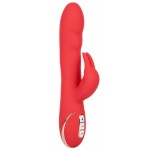 Красный вибромассажер-кролик с функцией нагрева Heated Silicone Ultra-Soft Rabbit - 21,5 см.