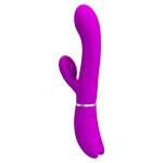 Лиловый вибратор-кролик с подвижной клиторальной щеточкой Clitoris Vibrator - 20,8 см.