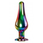 Радужная анальная пробка Rainbow Metal Plug Small - 9,4 см.