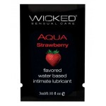 Лубрикант с ароматом клубники Wicked Aqua Strawberry - 3 мл.